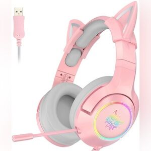 Cat Ear Gaming Headset, Headphones Noise Cancelling Microphone PS4 PS5 X…
